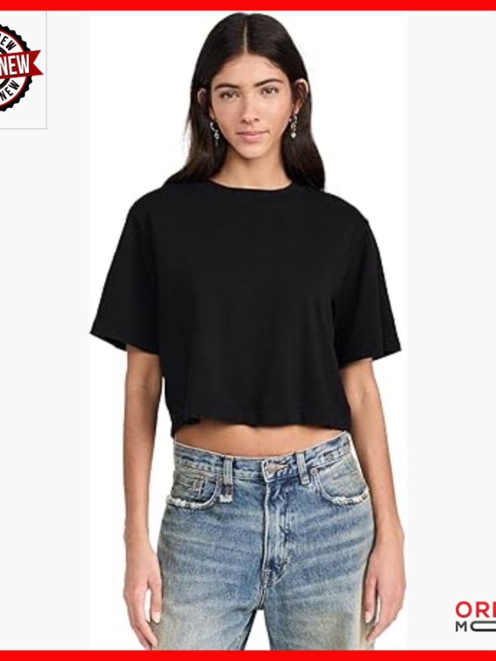 Soft Jersey Crop Tee, Loose Fit, Short Sleeve, Crew Neck, Exercise Wear